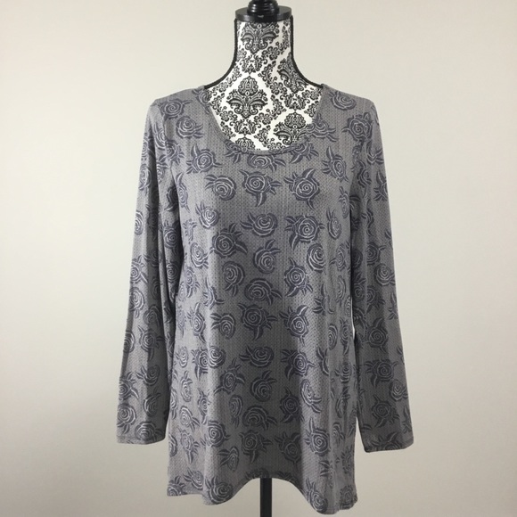 LulaRoe Simply Comfortable Rose Print Long Sleeve High Low Top L - Picture 3 of 13